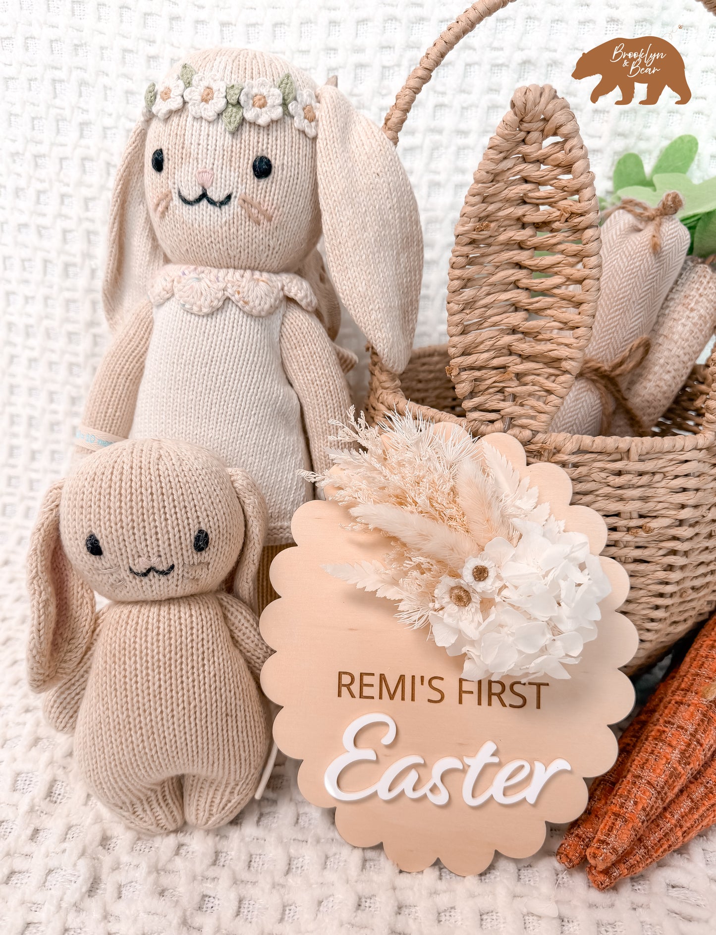 FIRST EASTER OVAL PLAQUE with Dried Flowers | Plywood & Acrylic | Personalised