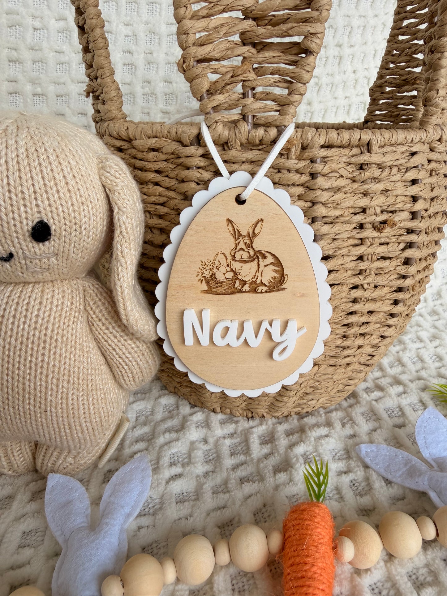 SCALLOPED EGG | Easter Basket Tag | Plywood & Acrylic