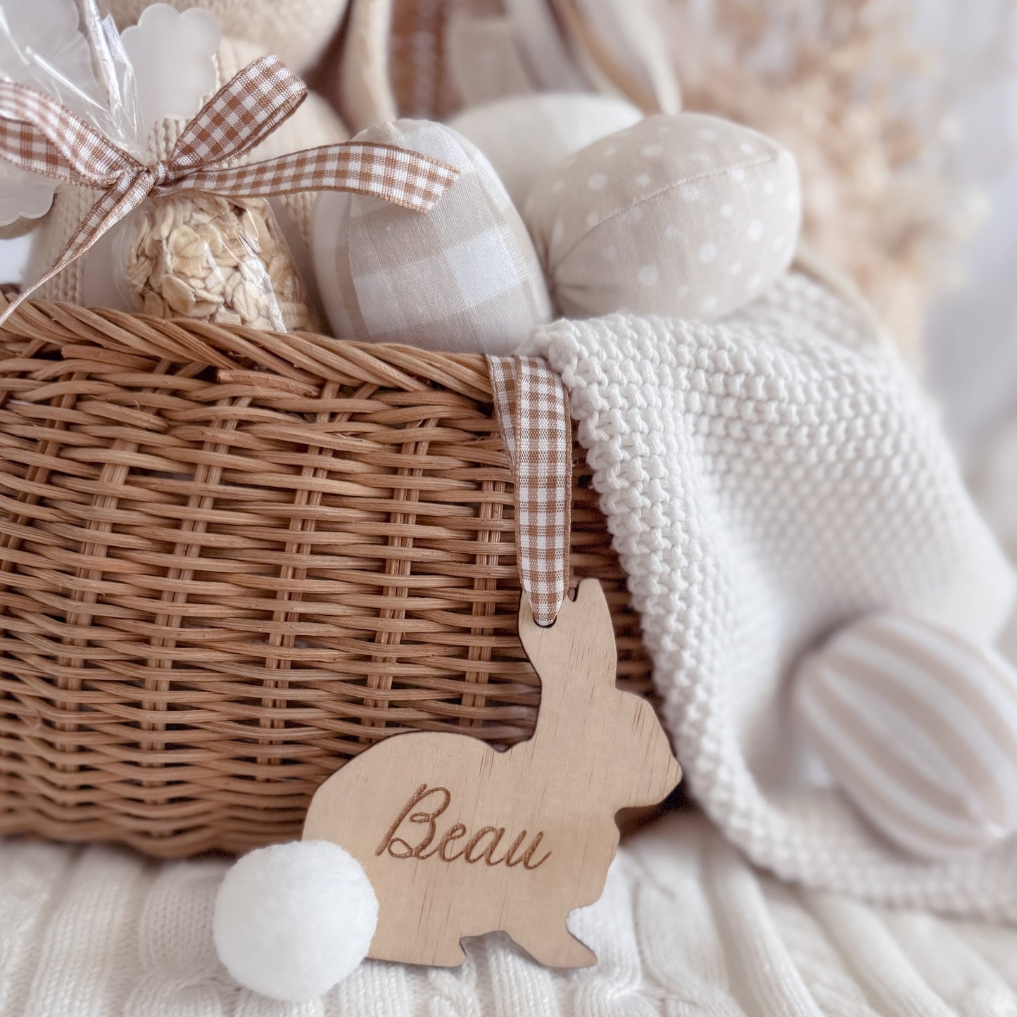 Easter Bunny Name Tag - Wooden