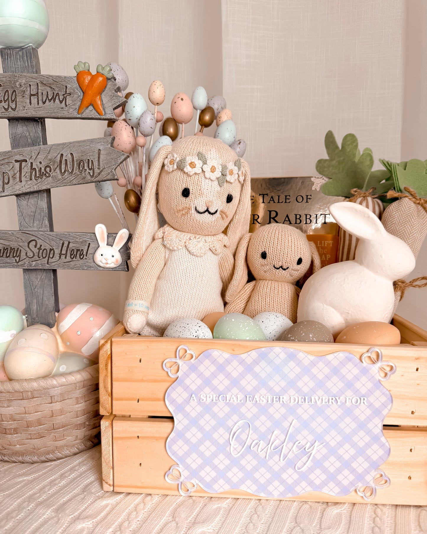 EASTER CRATE PLAQUE | Wavy Bow | UV Printed Acrylic