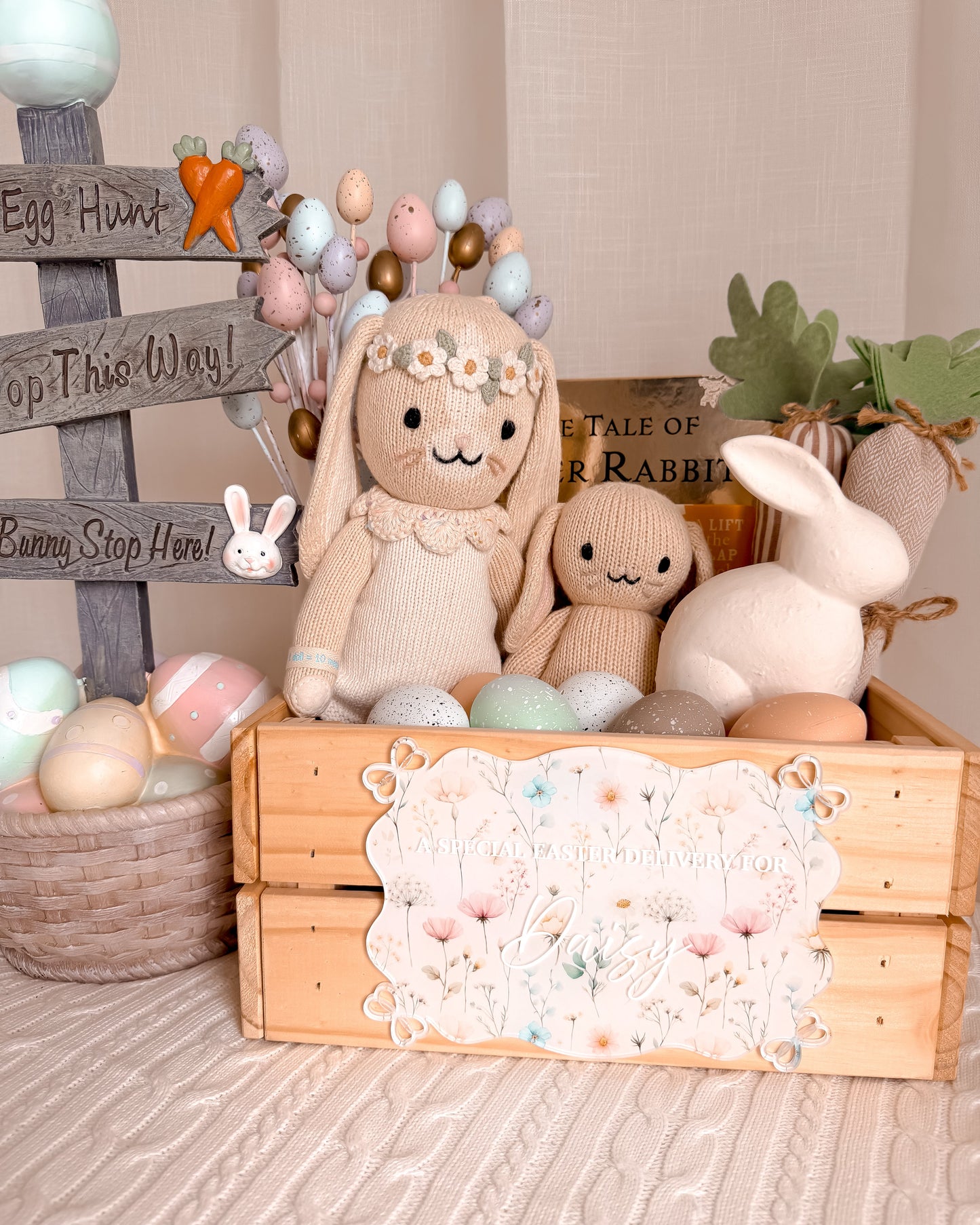 EASTER CRATE PLAQUE | Wavy Bow | UV Printed Acrylic