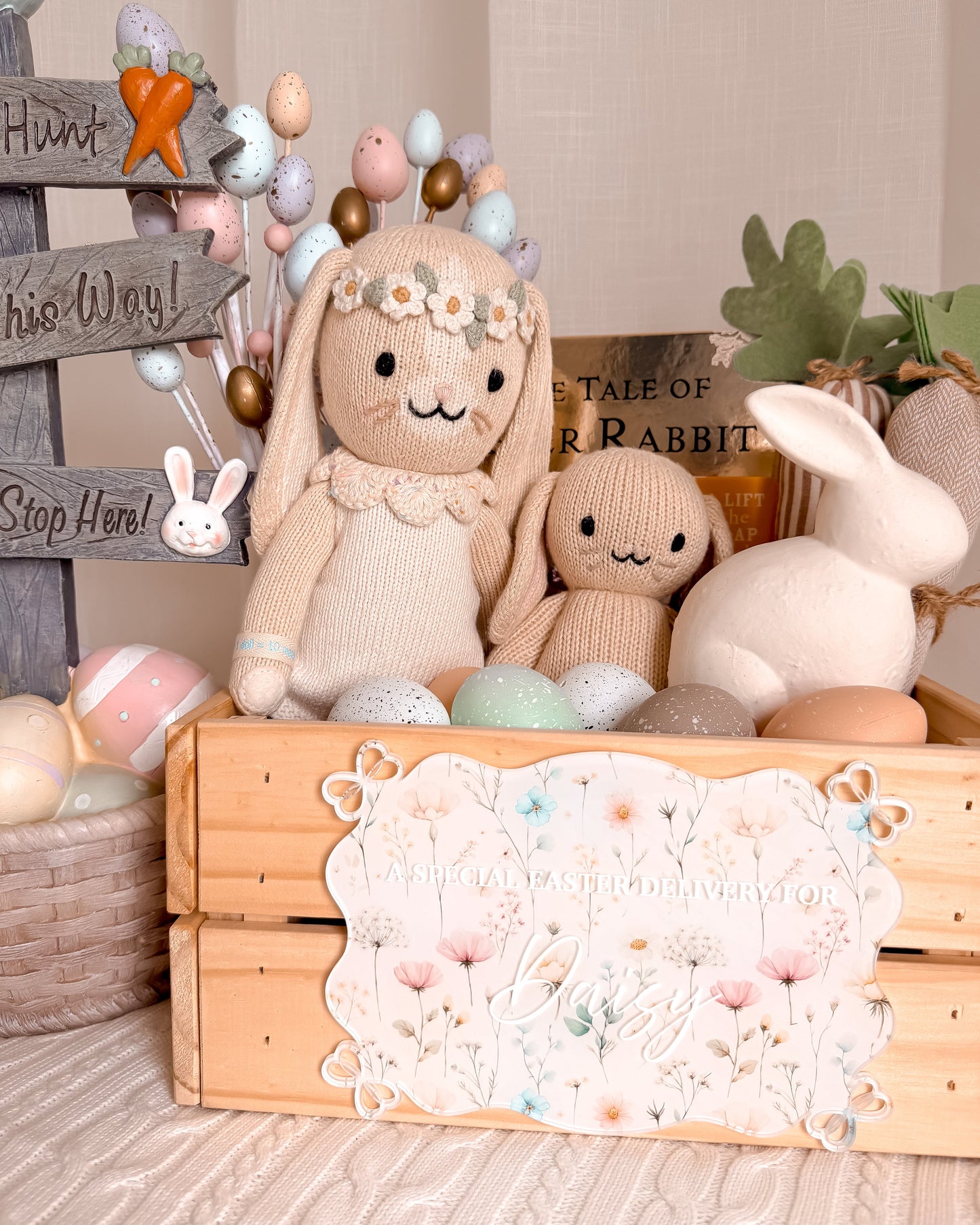 EASTER CRATE PLAQUE | Wavy Bow | UV Printed Acrylic