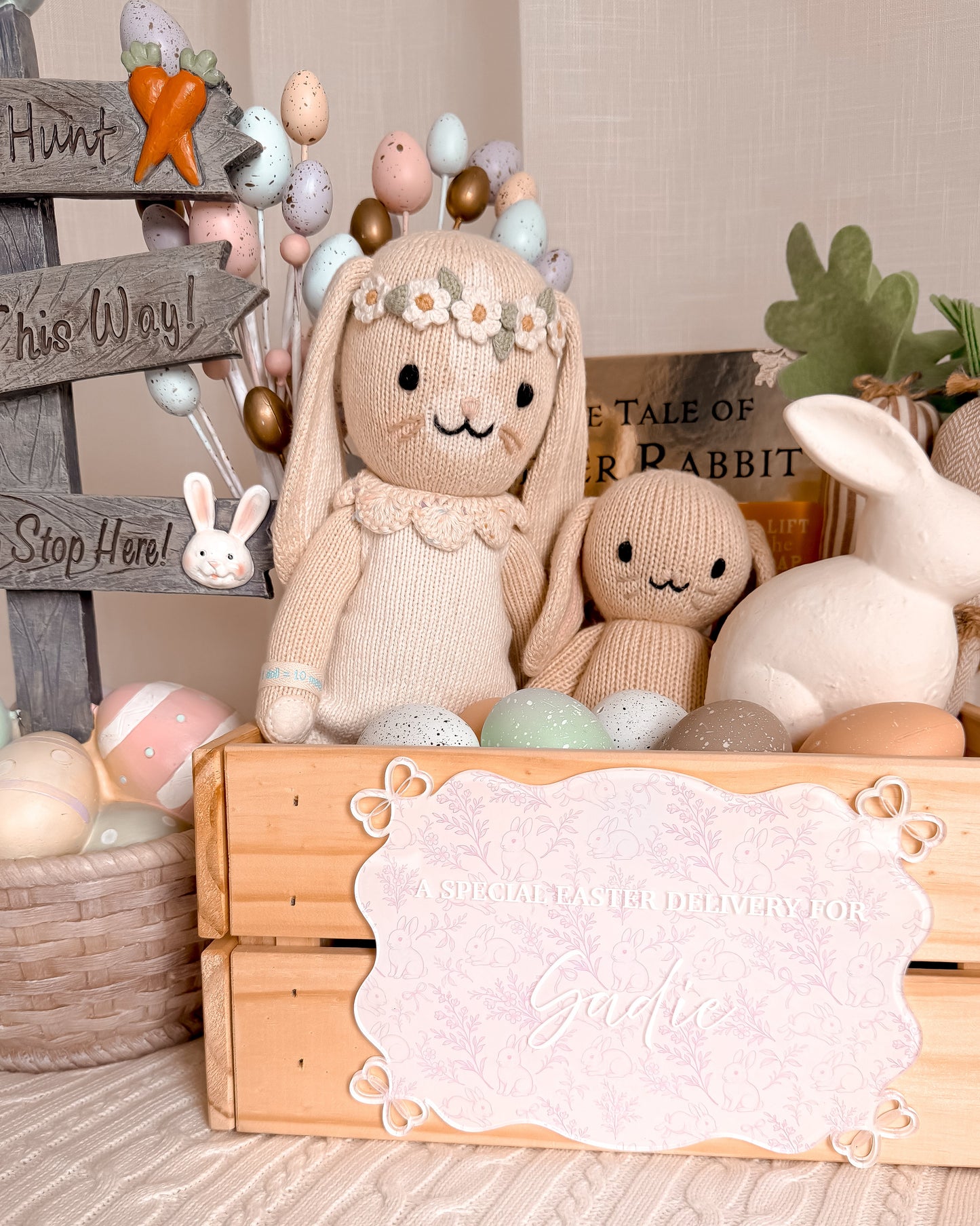 EASTER CRATE PLAQUE | Wavy Bow | UV Printed Acrylic