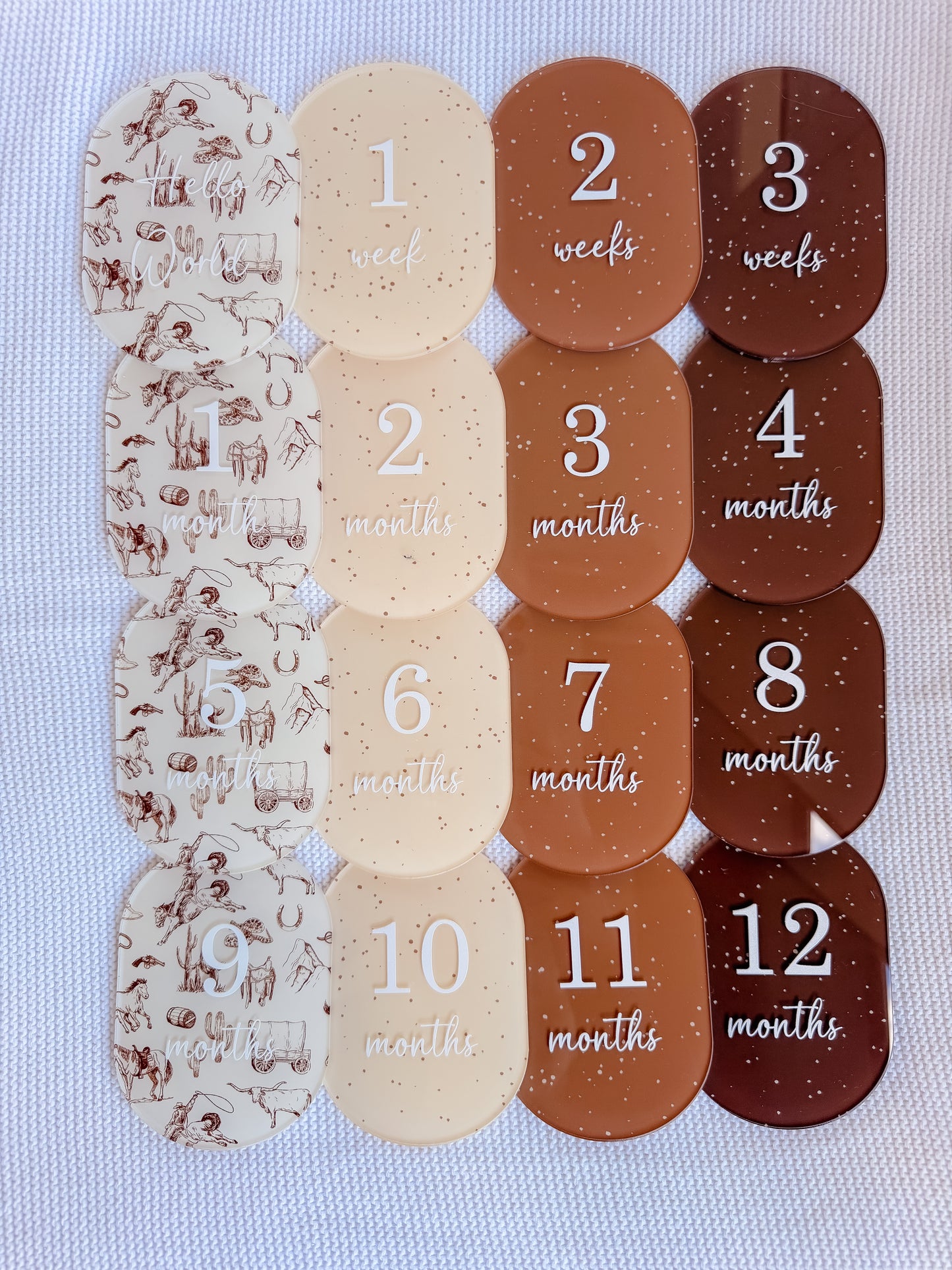 WESTERN COWBOY | COWGIRL MILESTONE SET OVAL | UV Printed Acrylic