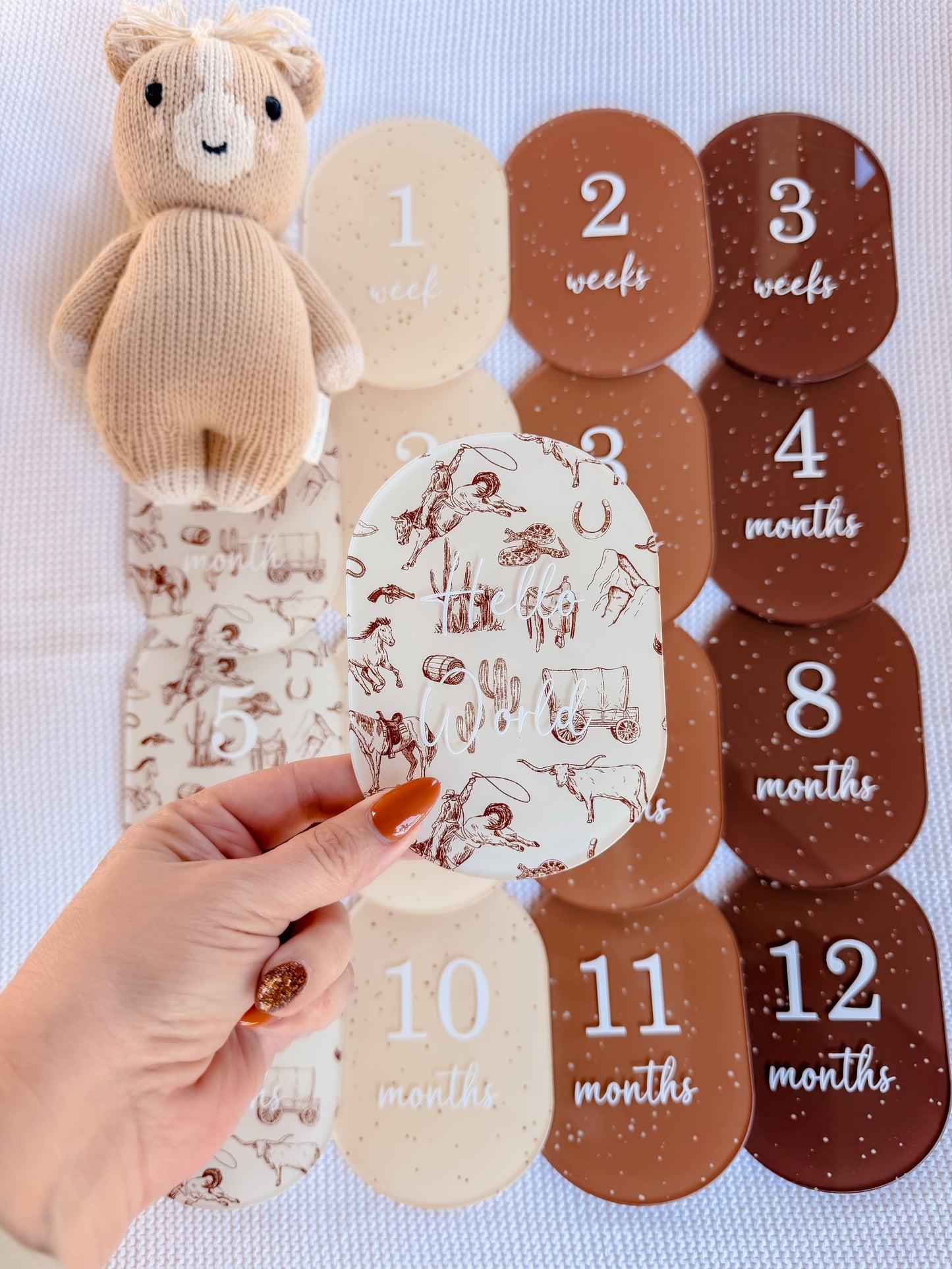 WESTERN COWBOY | COWGIRL MILESTONE SET OVAL | UV Printed Acrylic