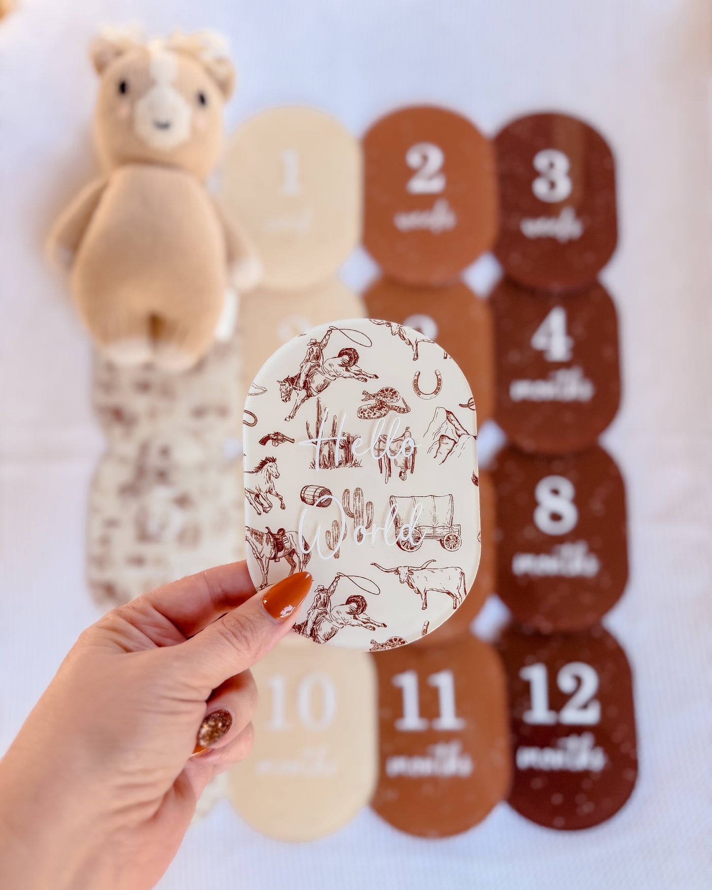 WESTERN COWBOY | COWGIRL MILESTONE SET OVAL | UV Printed Acrylic