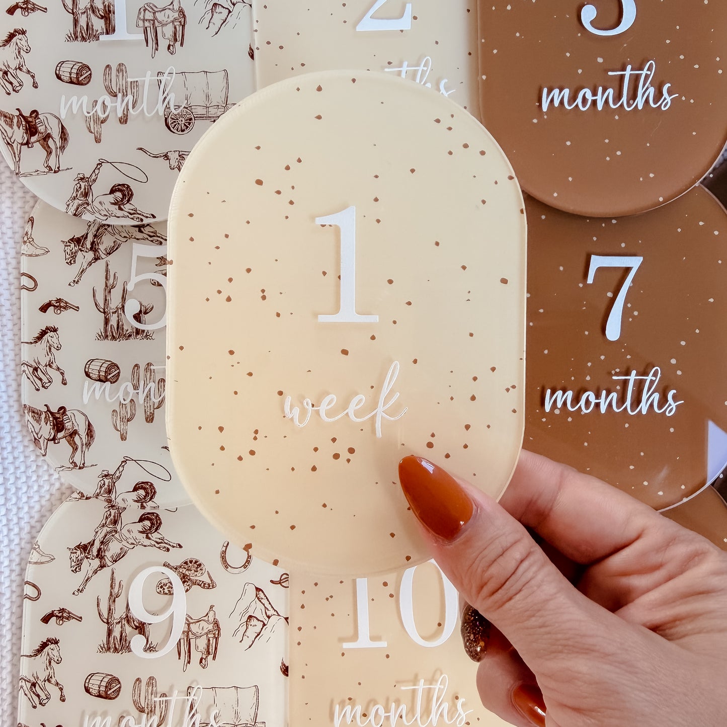 WESTERN COWBOY | COWGIRL MILESTONE SET OVAL | UV Printed Acrylic