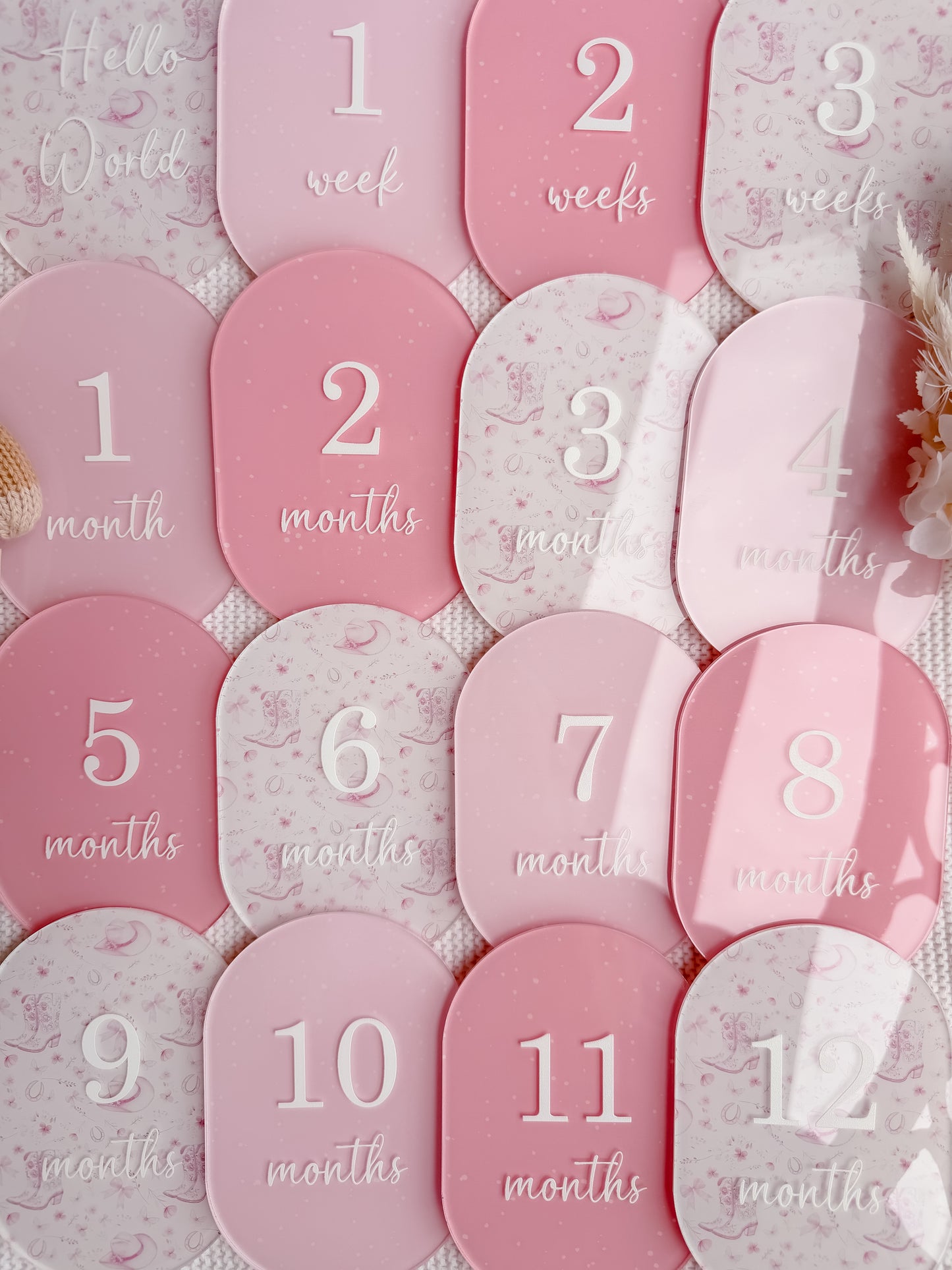 WESTERN COWBOY | COWGIRL MILESTONE SET OVAL | UV Printed Acrylic