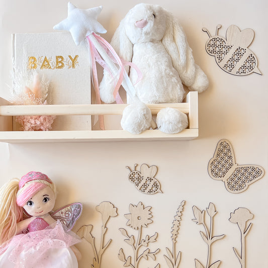 Wooden Rattan Look Bumble Bees