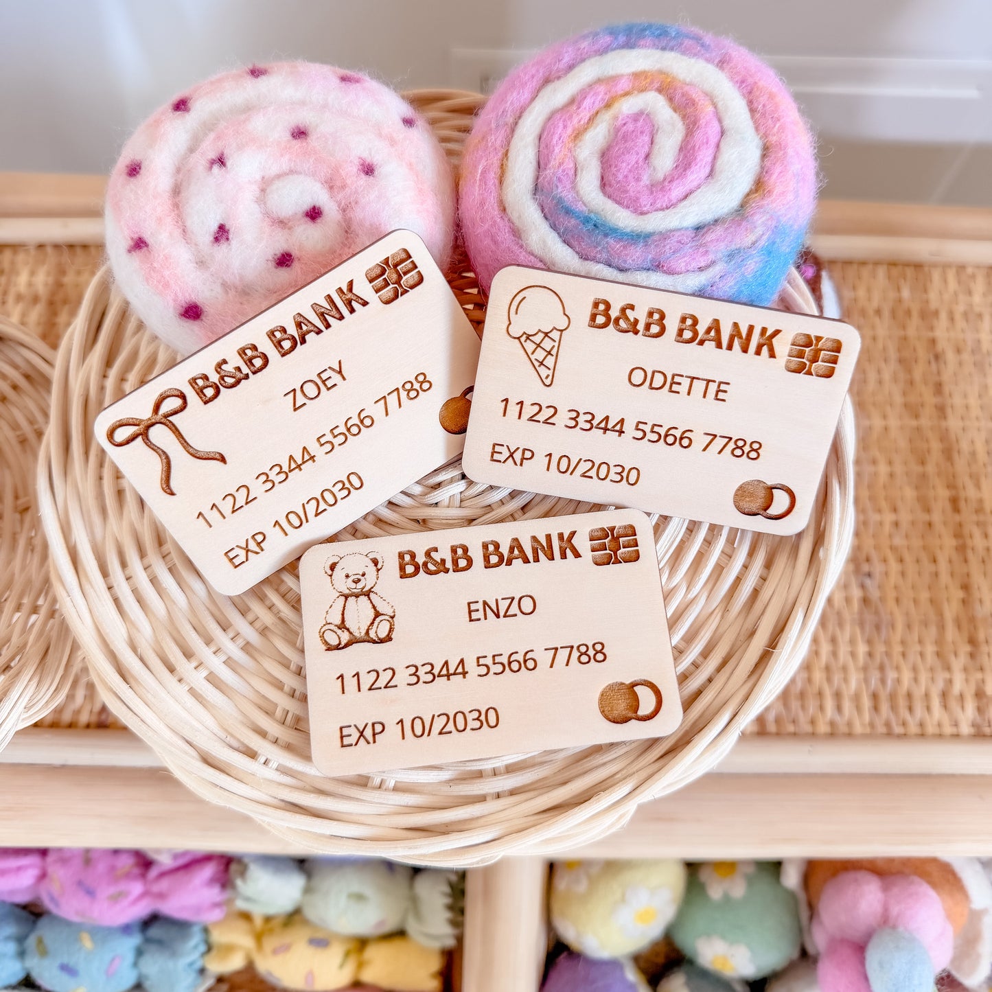 WOODEN PLAY BANK CARD - Personalised Various Designs