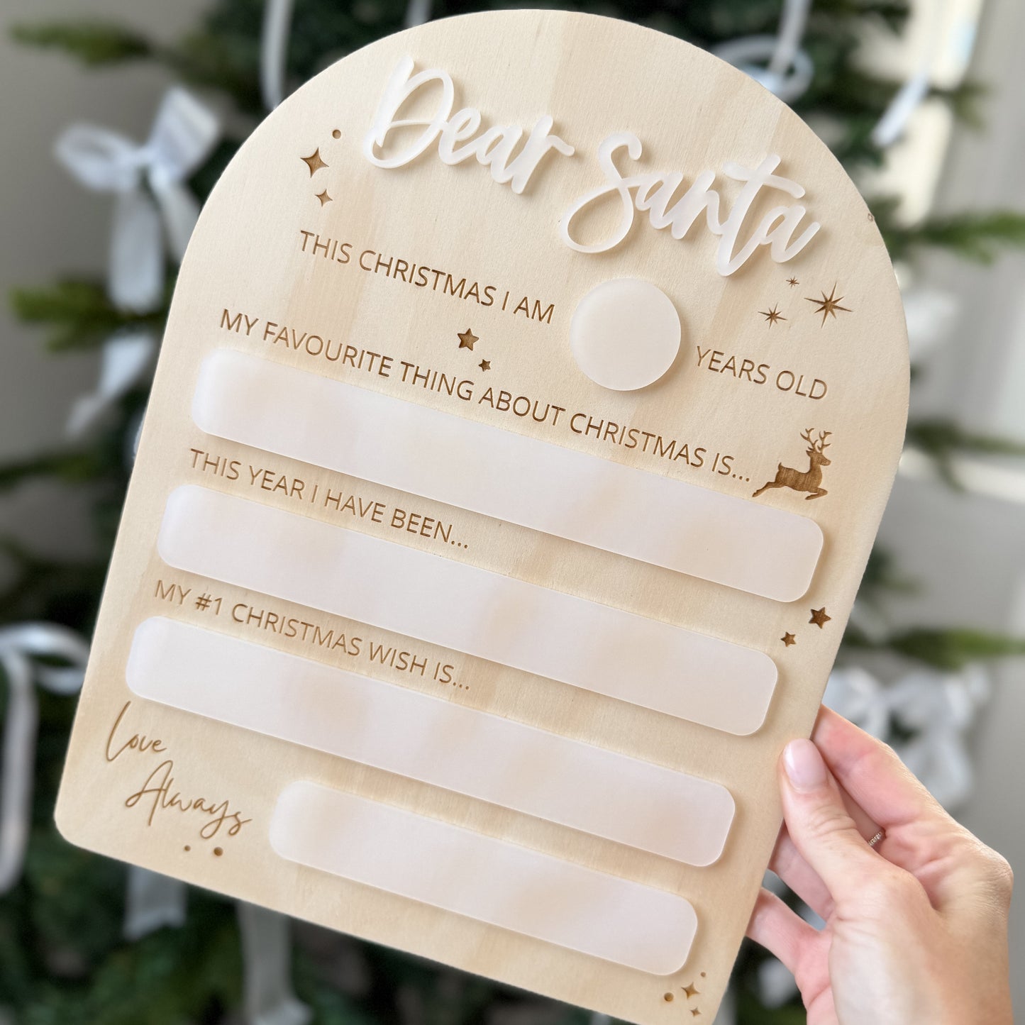 DEAR SANTA LETTER | Engraved Plywood with Frosted Acrylic