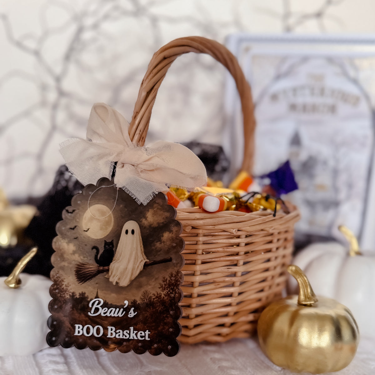 HALLOWEEN BOO BASKET TAG | Personalised | UV Printed Acrylic