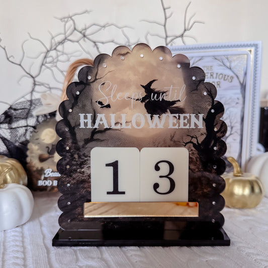 HALLOWEEN COUNTDOWN SIGN | Scalloped Arch | UV Printed Acrylic