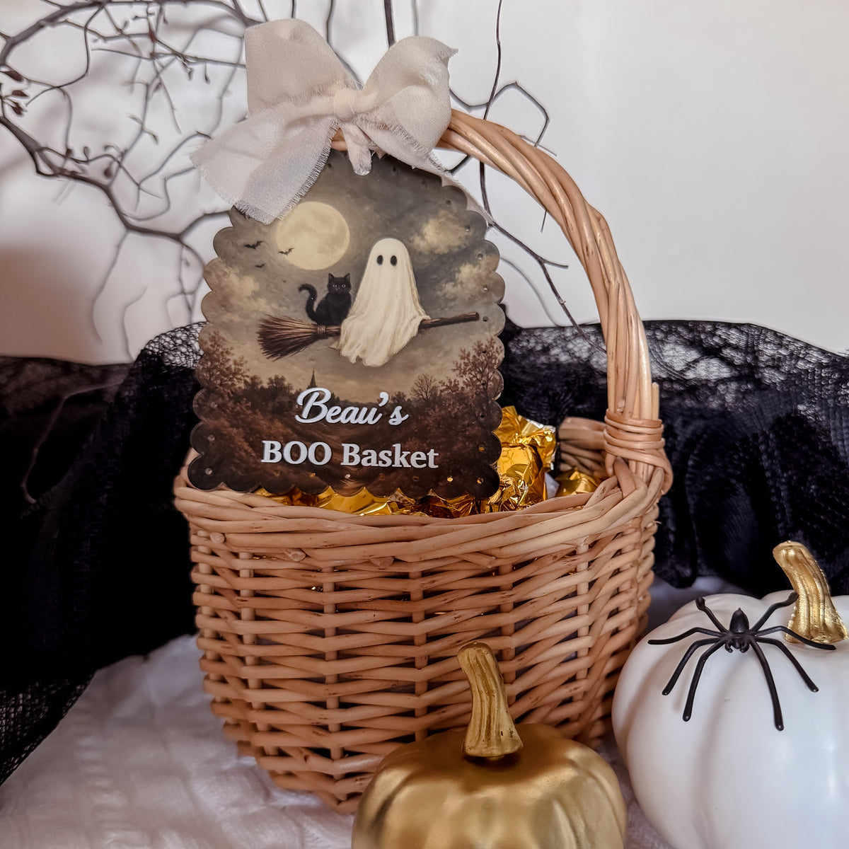 HALLOWEEN BOO BASKET TAG | Personalised | UV Printed Acrylic