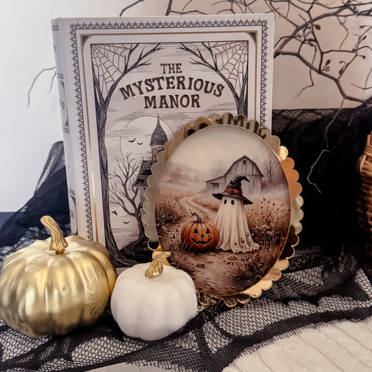 HALLOWEEN DECOR PLAQUE | Scalloped Oval | UV Printed Acrylic