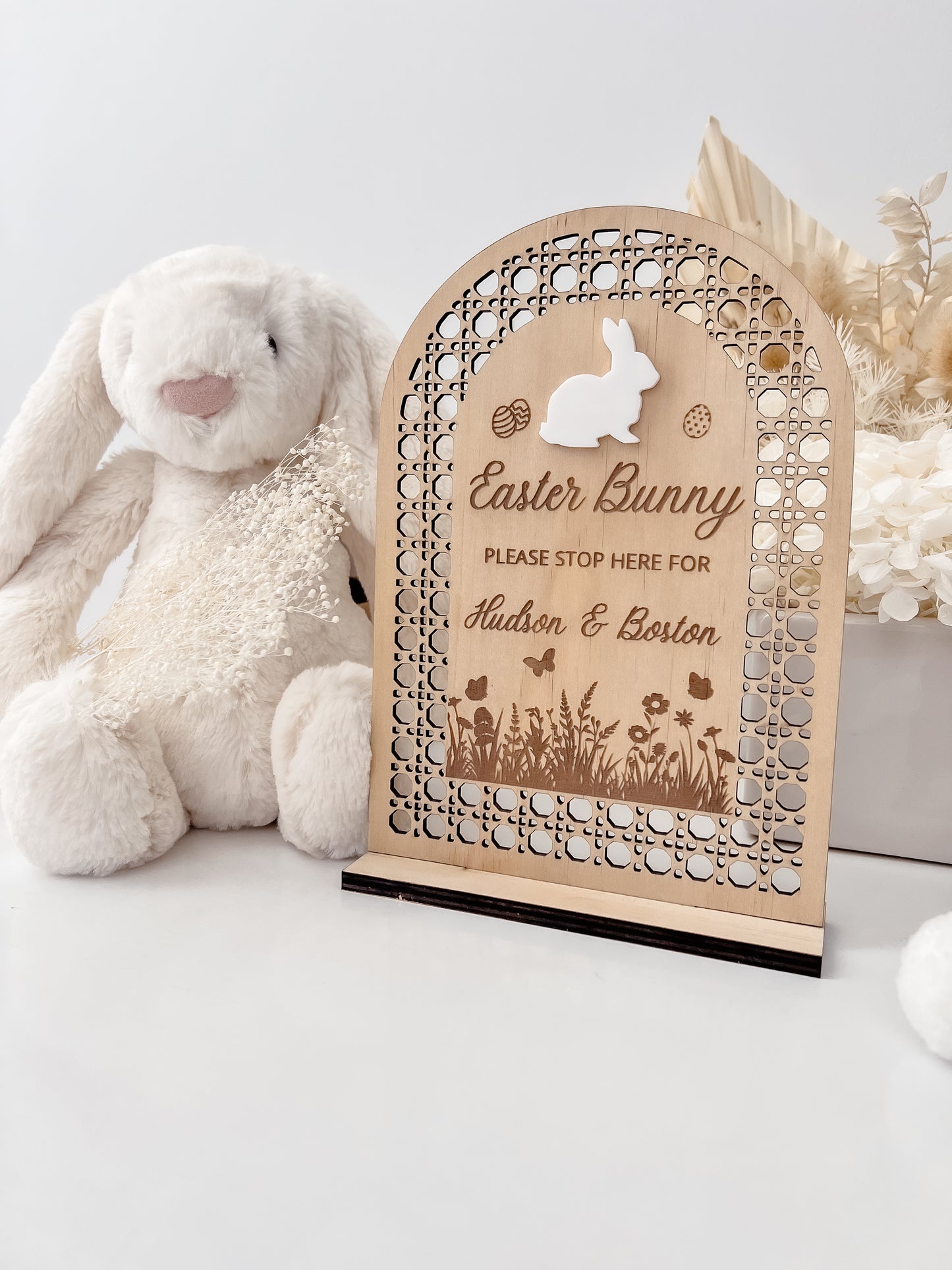 Easter Bunny Stop Here Sign w/ stand
