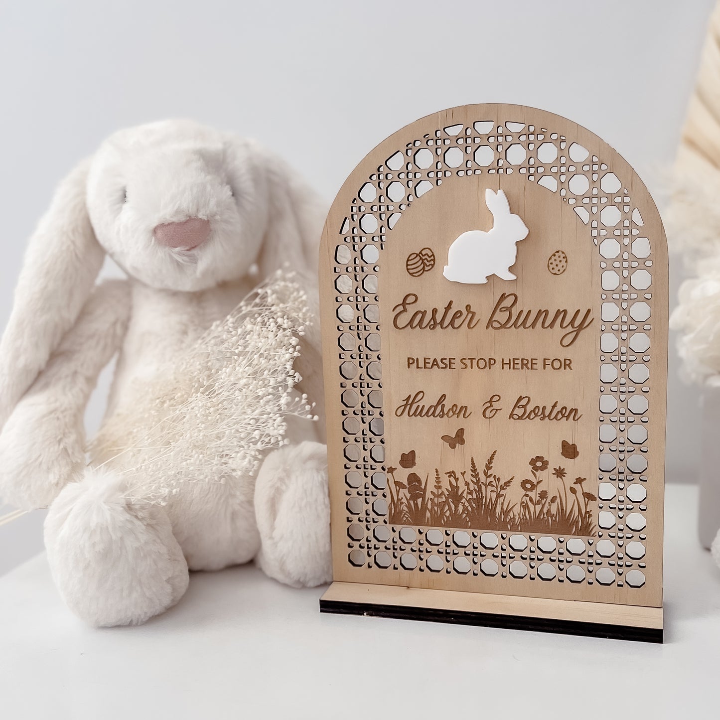 Easter Bunny Stop Here Sign w/ stand