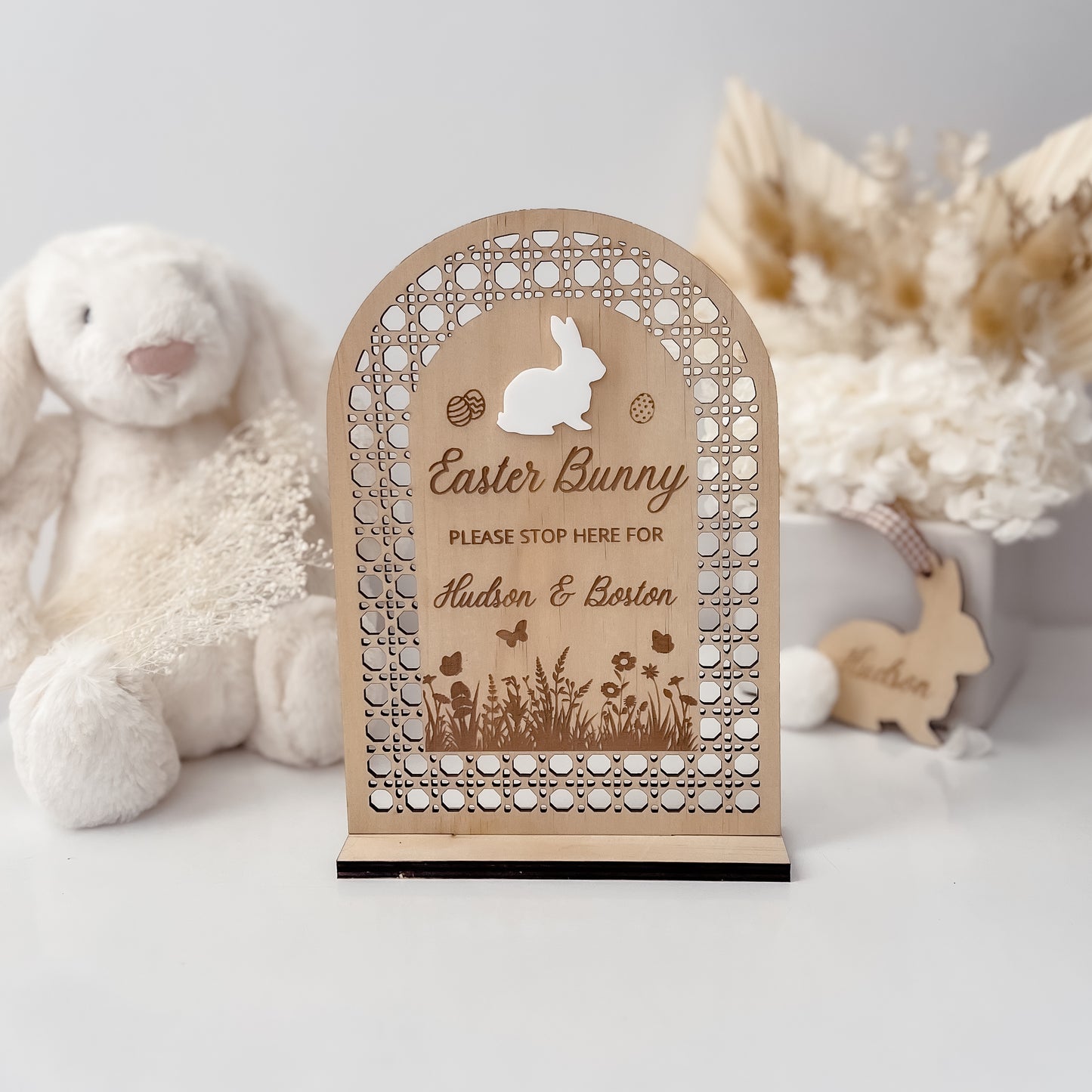 Easter Bunny Stop Here Sign w/ stand