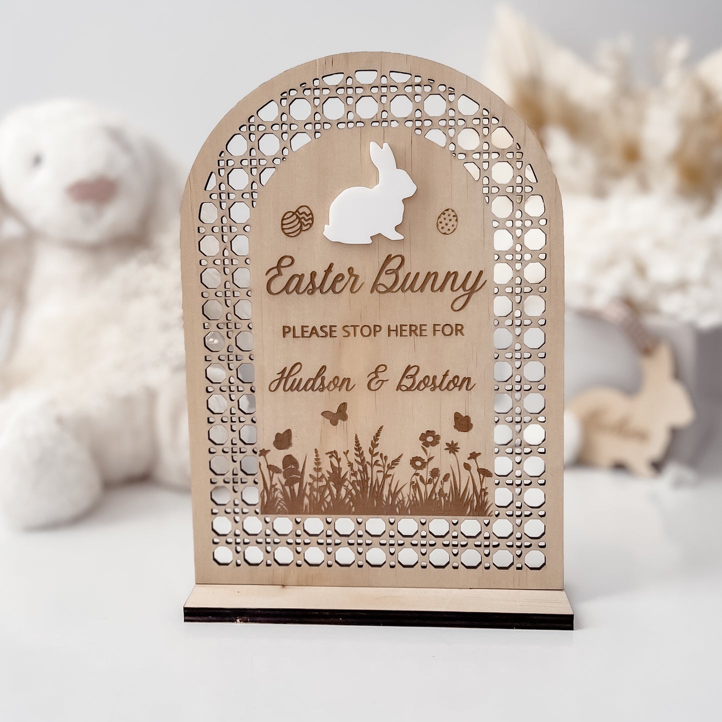 Easter Bunny Stop Here Sign w/ stand