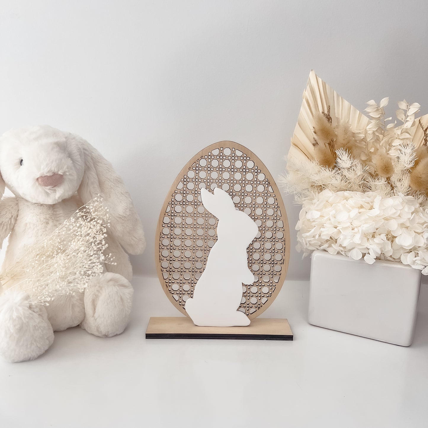 Easter Bunny Rattan decor w/ stand