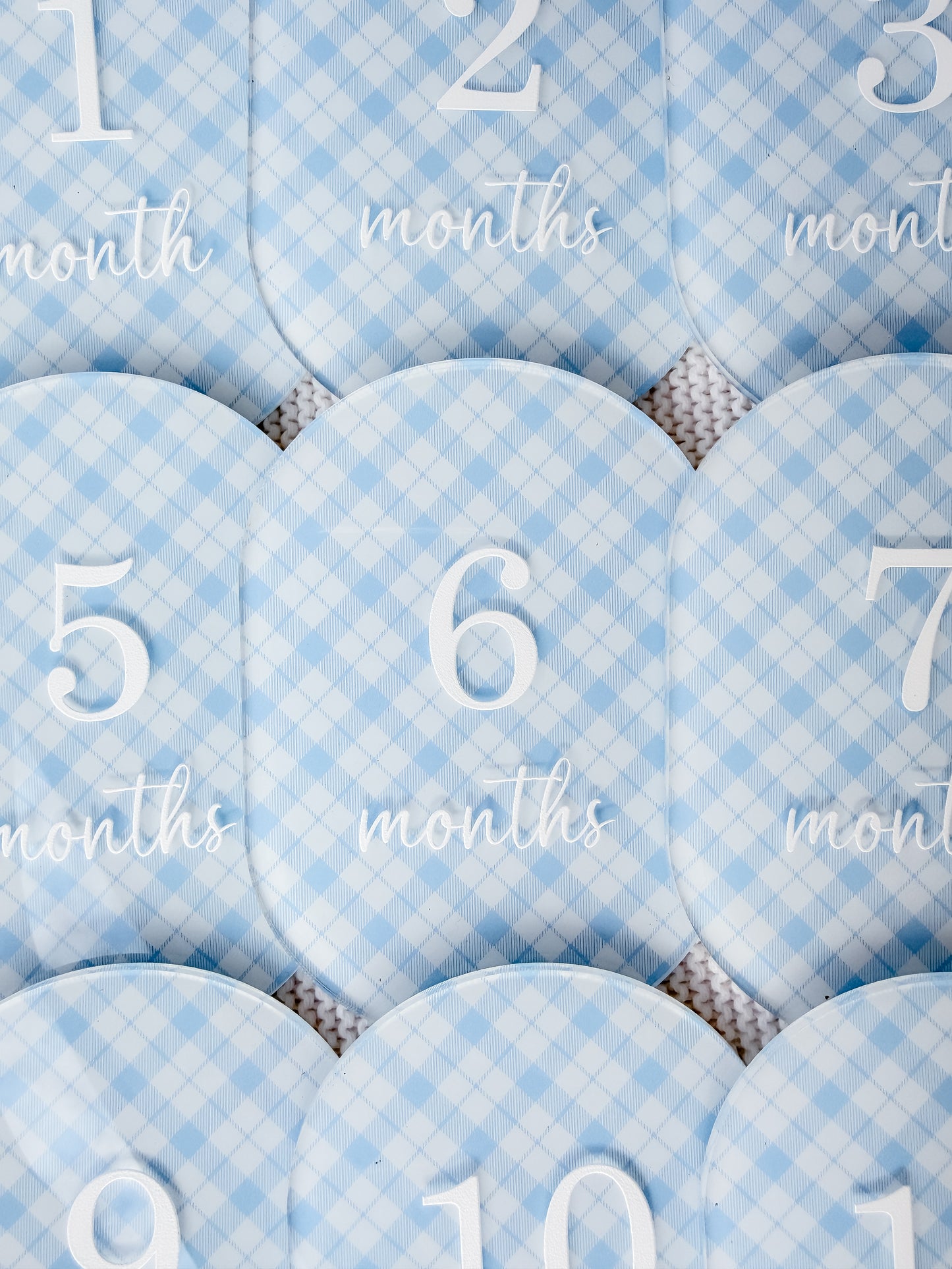 BLUE PLAID MILESTONE SET OVAL | UV Printed Acrylic