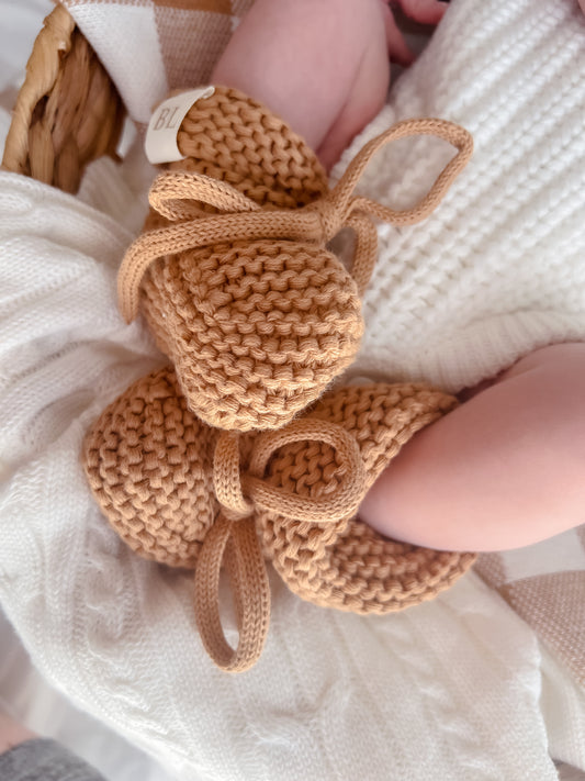 Knit Booties - Caramel