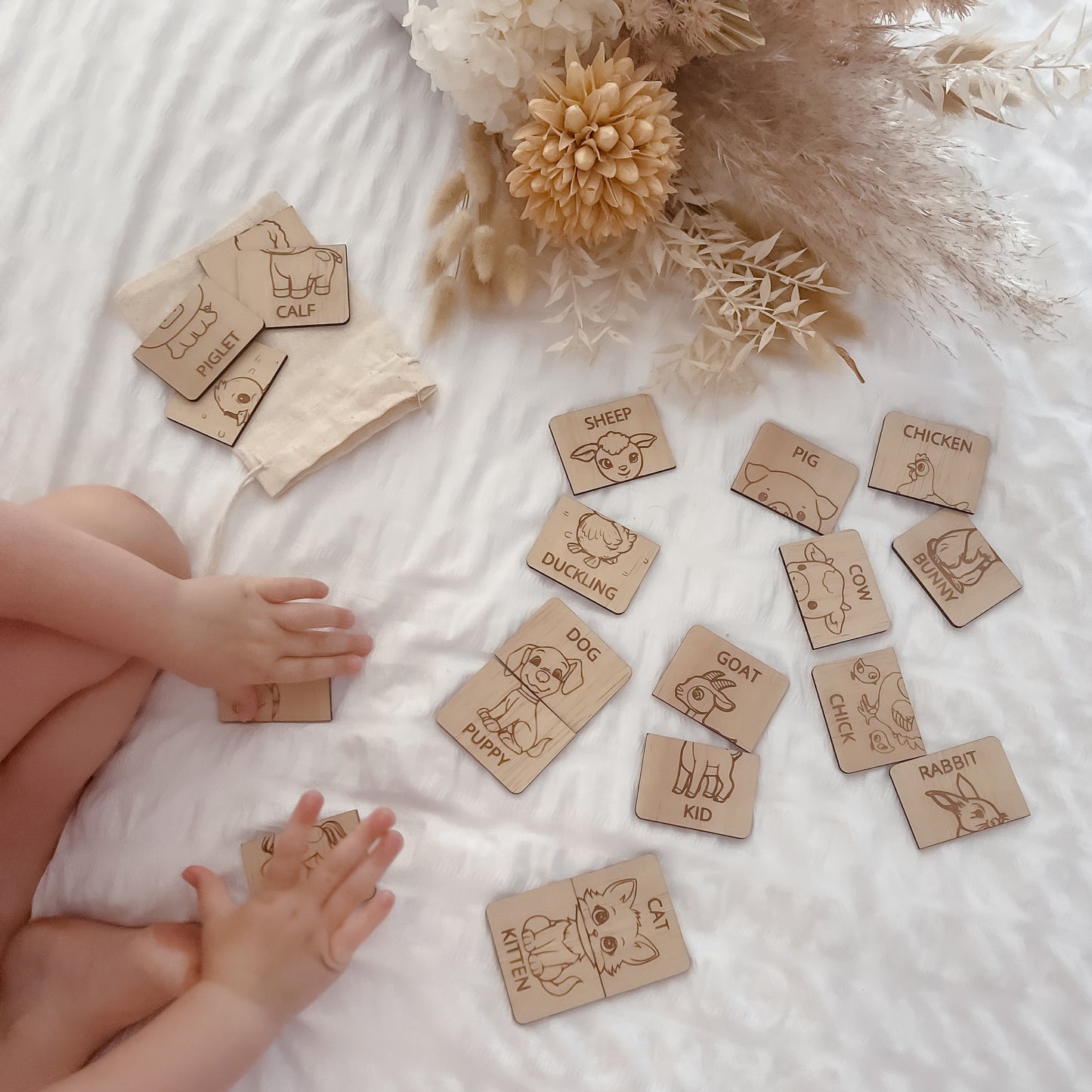 Wooden Matching Card Game - Barnyard Babies