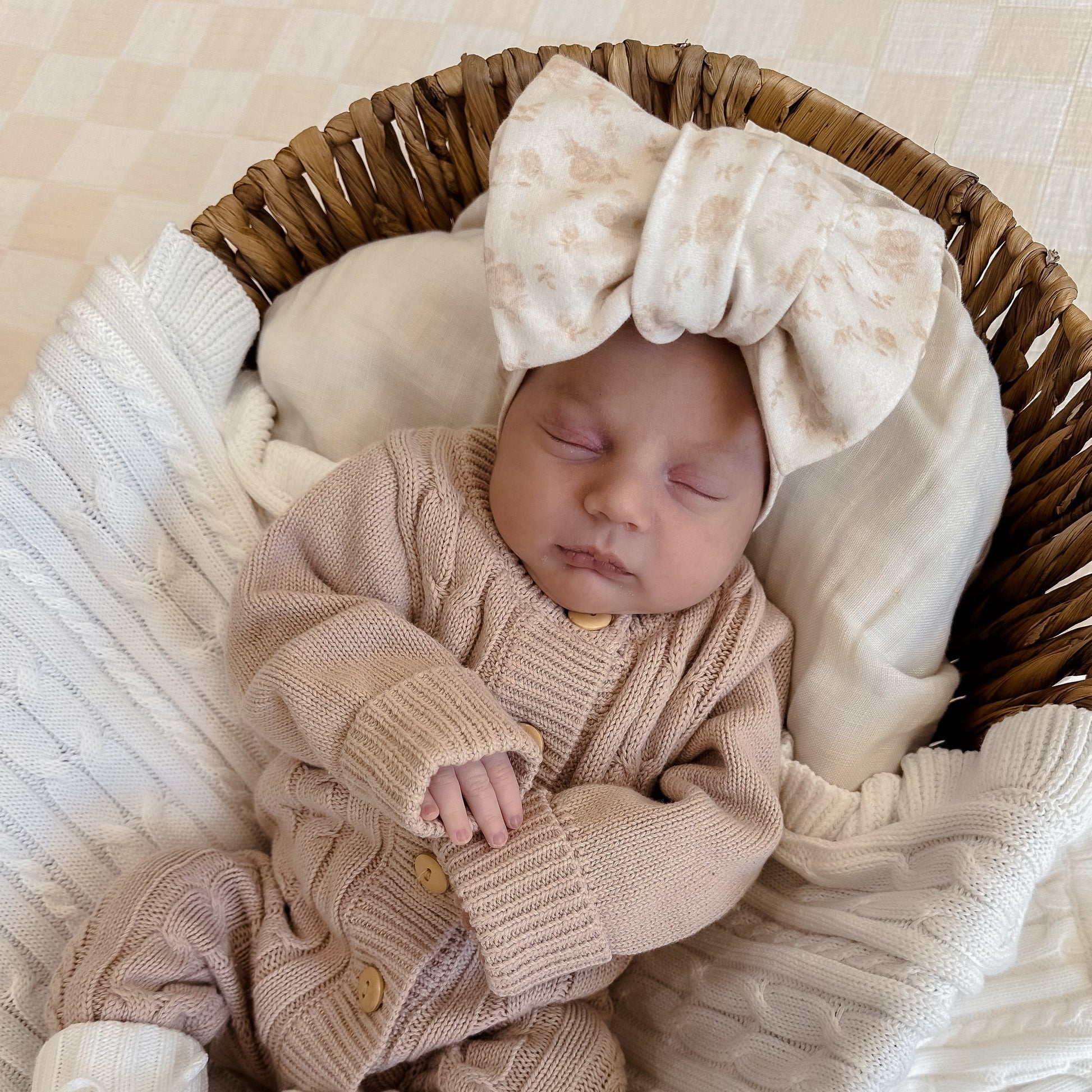 Cable Knit Romper Oatmeal – Brooklyn Bear - Main Image