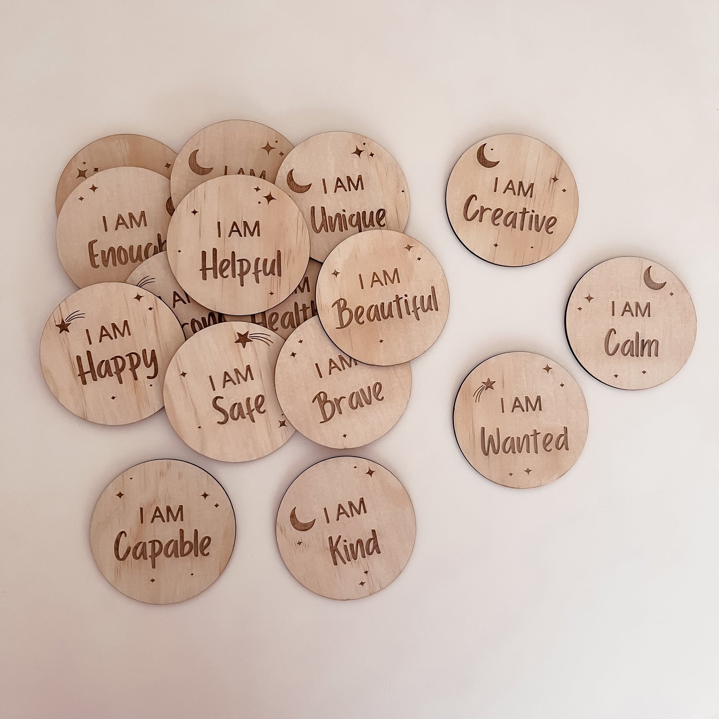 Wooden Affirmation Discs (Set of 12)