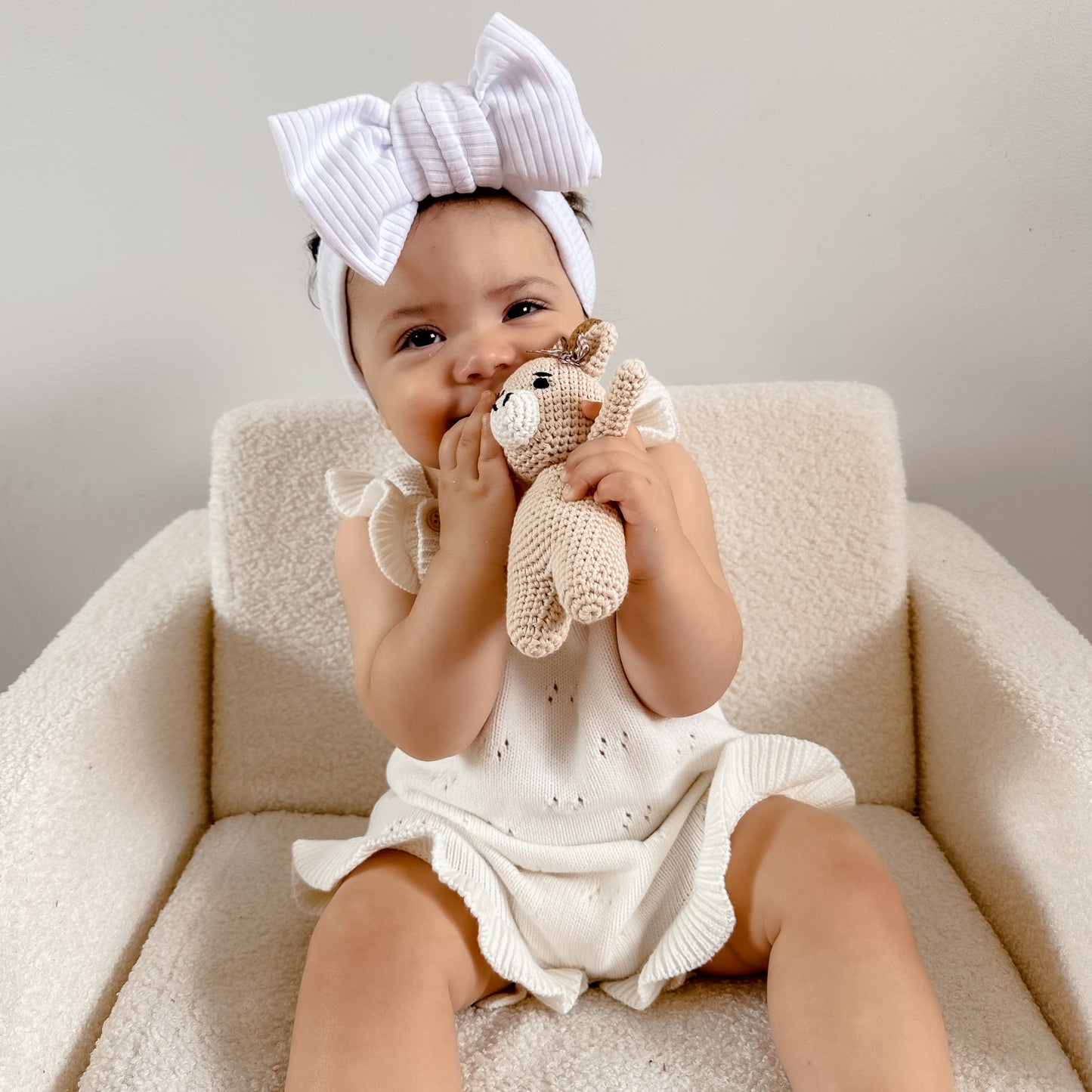 Pointelle Flutter Romper - Milk