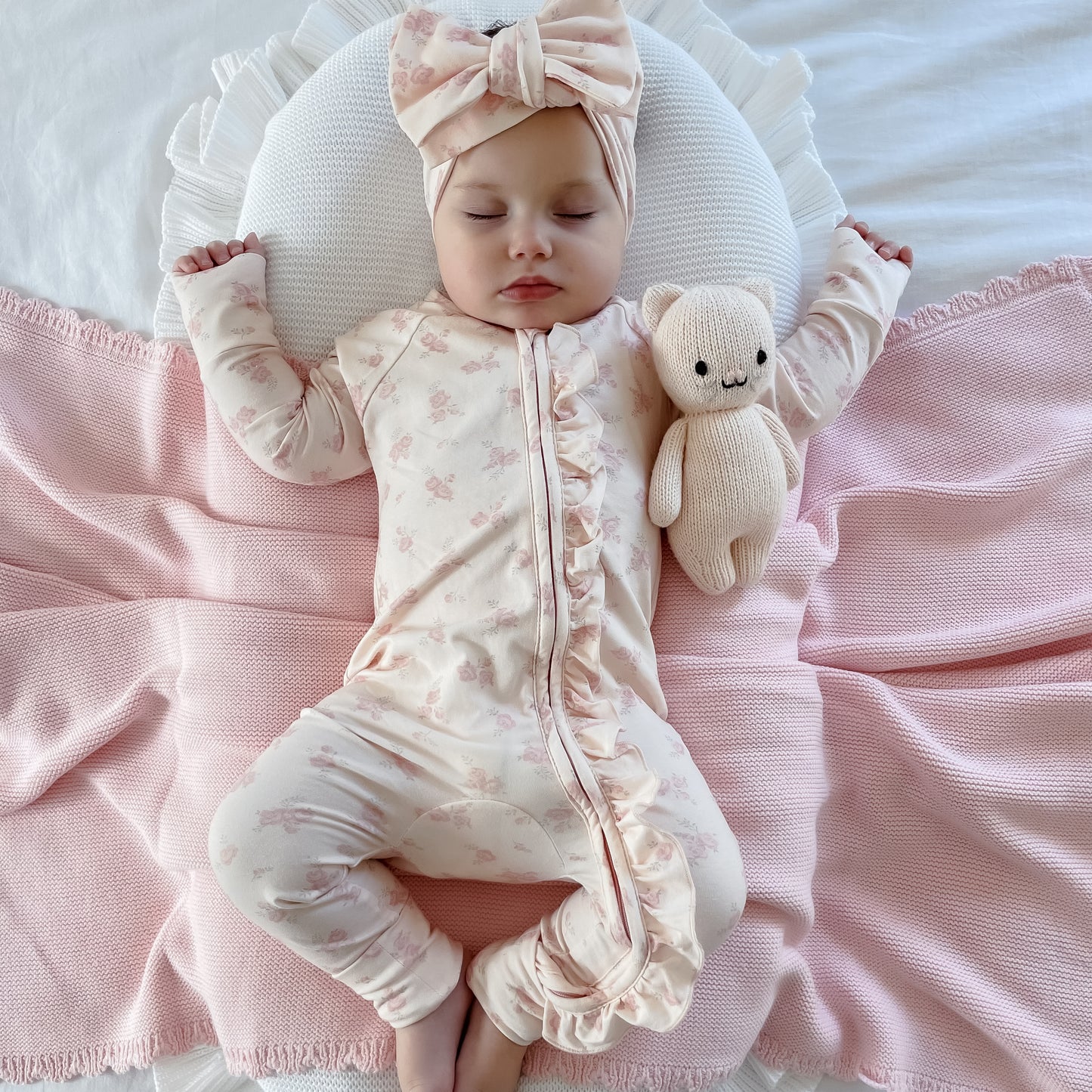 Knitted Heirloom Blanket - Baby Pink
