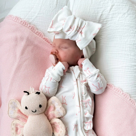 Oversized Topknot - Pink Bows Rib