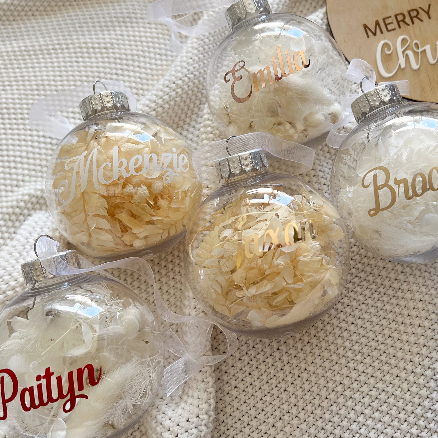 Personalised Dried Floral Christmas Bauble