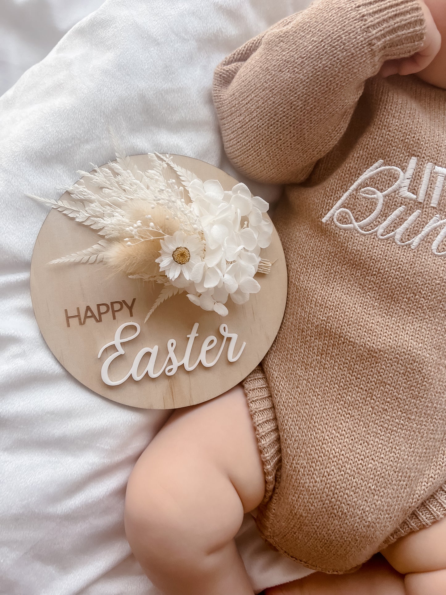 Wooden Easter Plaque w/ dried florals