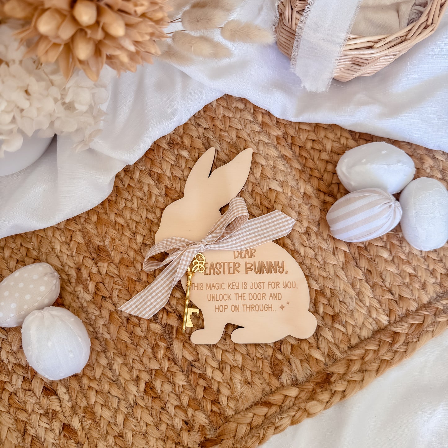 BUNNY MAGIC KEY | Personalised | Plywood & Gold Key