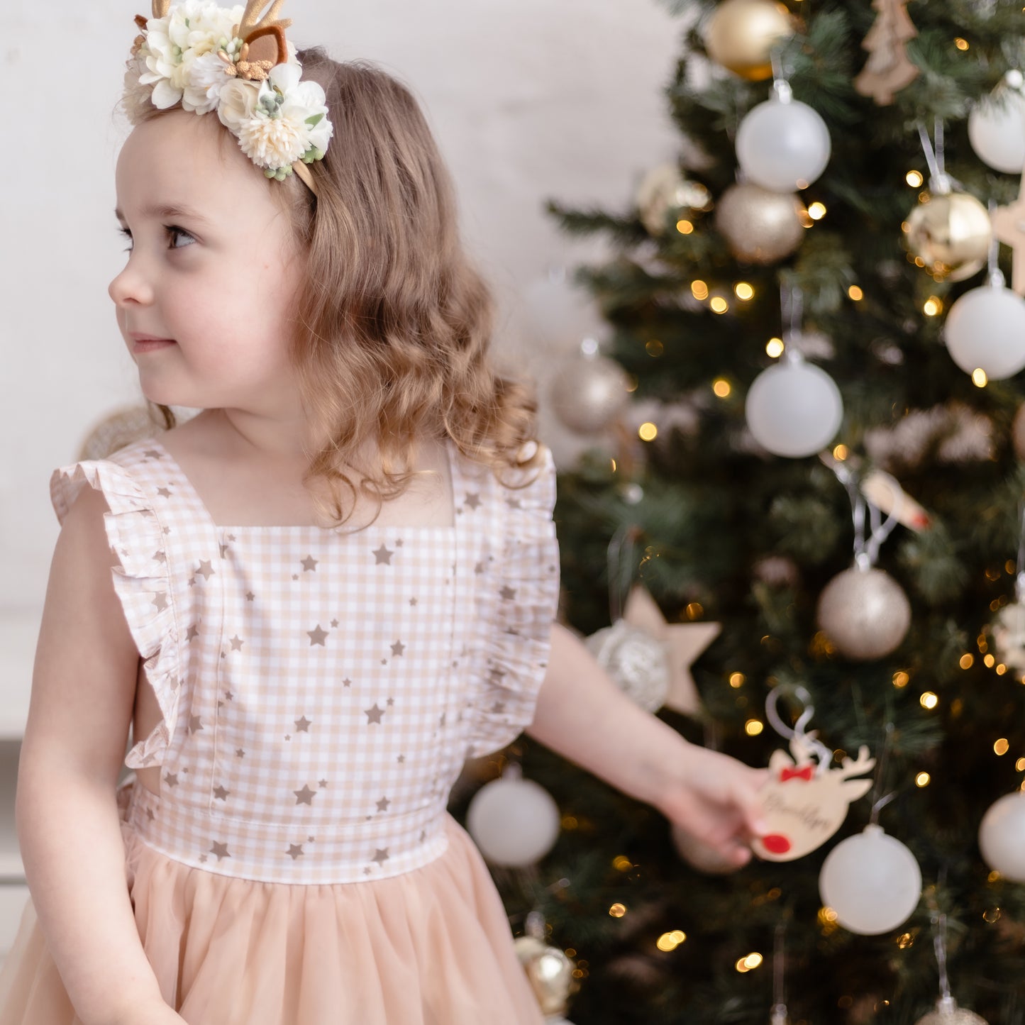 Christmas Star Girls Pinafore Dress