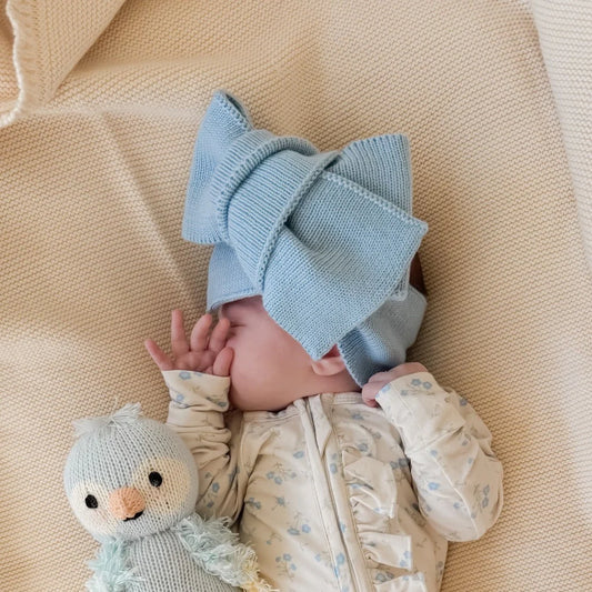 Knitted Oversized Topknot - Blue