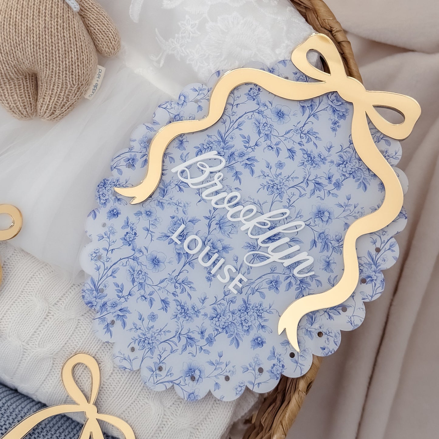 VINTAGE BOW NAME PLAQUE | UV Printed