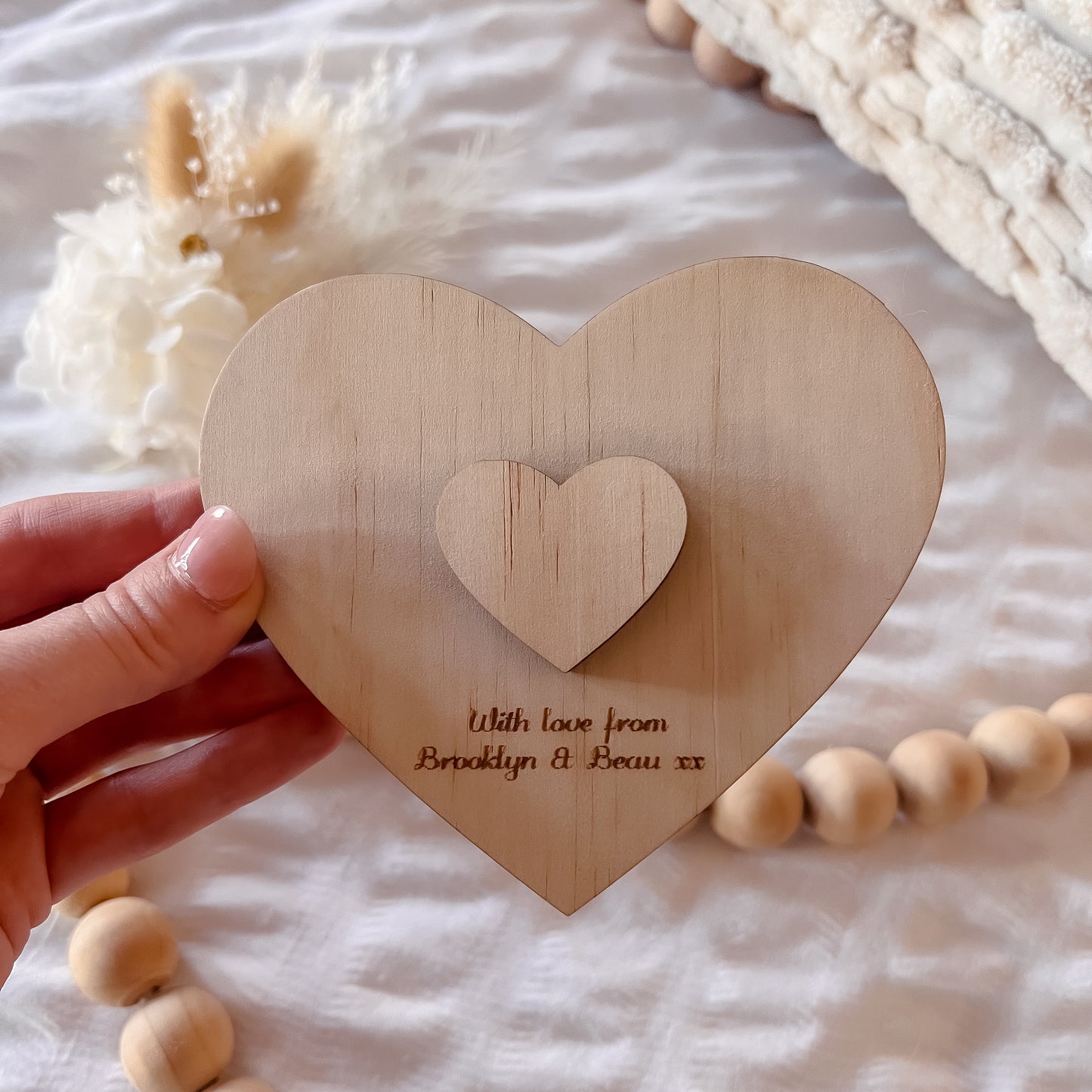 Wooden Heart Trinket Tray (personalised message)