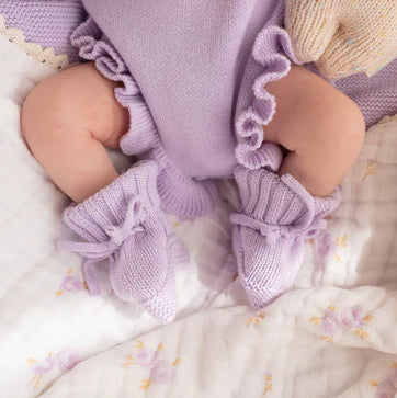 Knitted Booties - Pastel Lilac