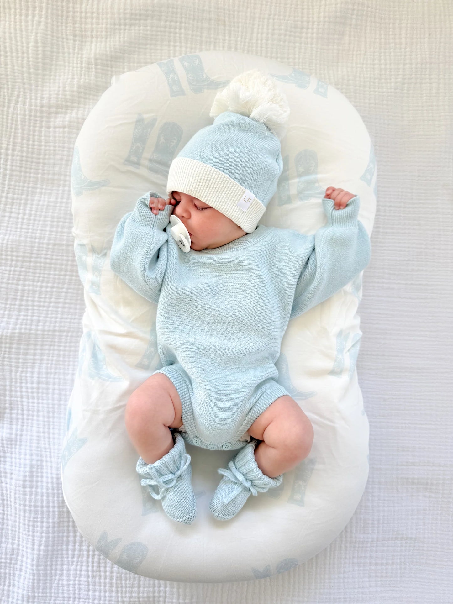 BASSINET SHEET | Blue Cowboy Boots