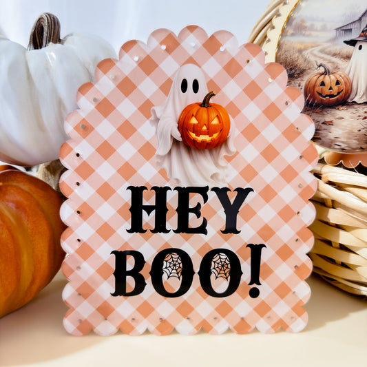 HALLOWEEN "HEY BOO" SIGN | Scalloped Arch | UV Printed Acrylic