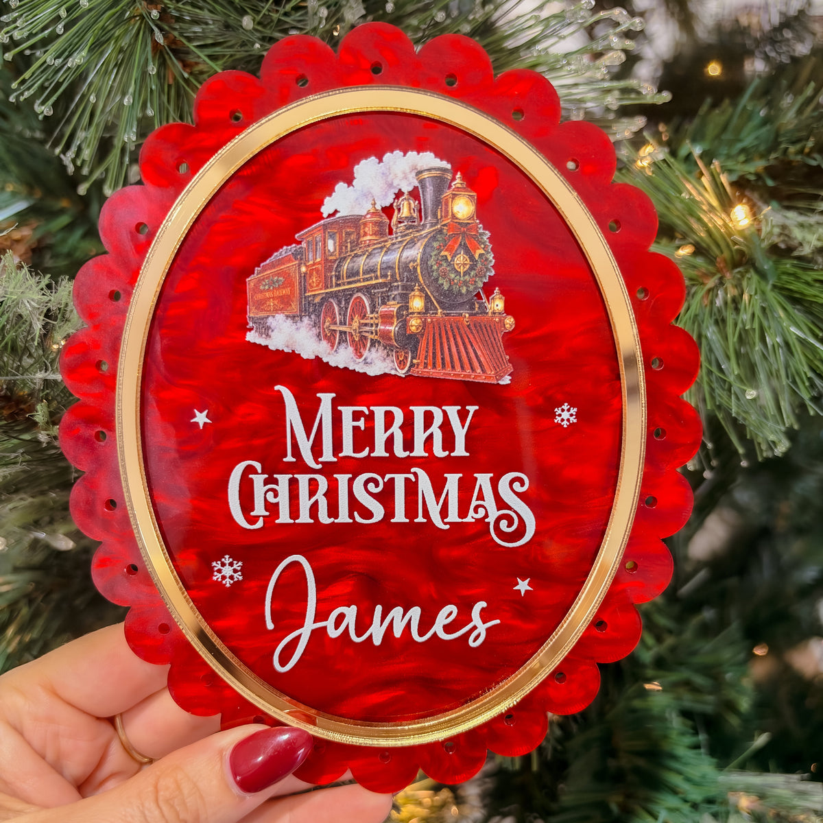 CHRISTMAS PLAQUE | MY FIRST / MERRY CHRISTMAS | Scalloped Oval