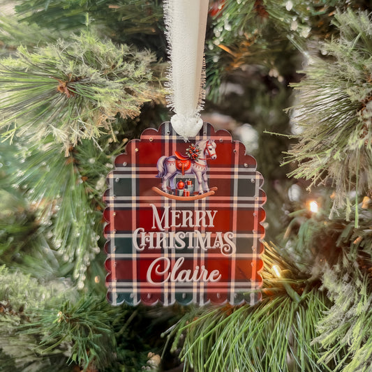 CHRISTMAS TAG | Personalised | Tartan UV Printed Acrylic