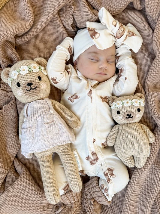 Zip Romper - Teddy Print