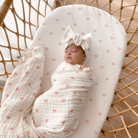 BASSINET SHEET | Pink Heart