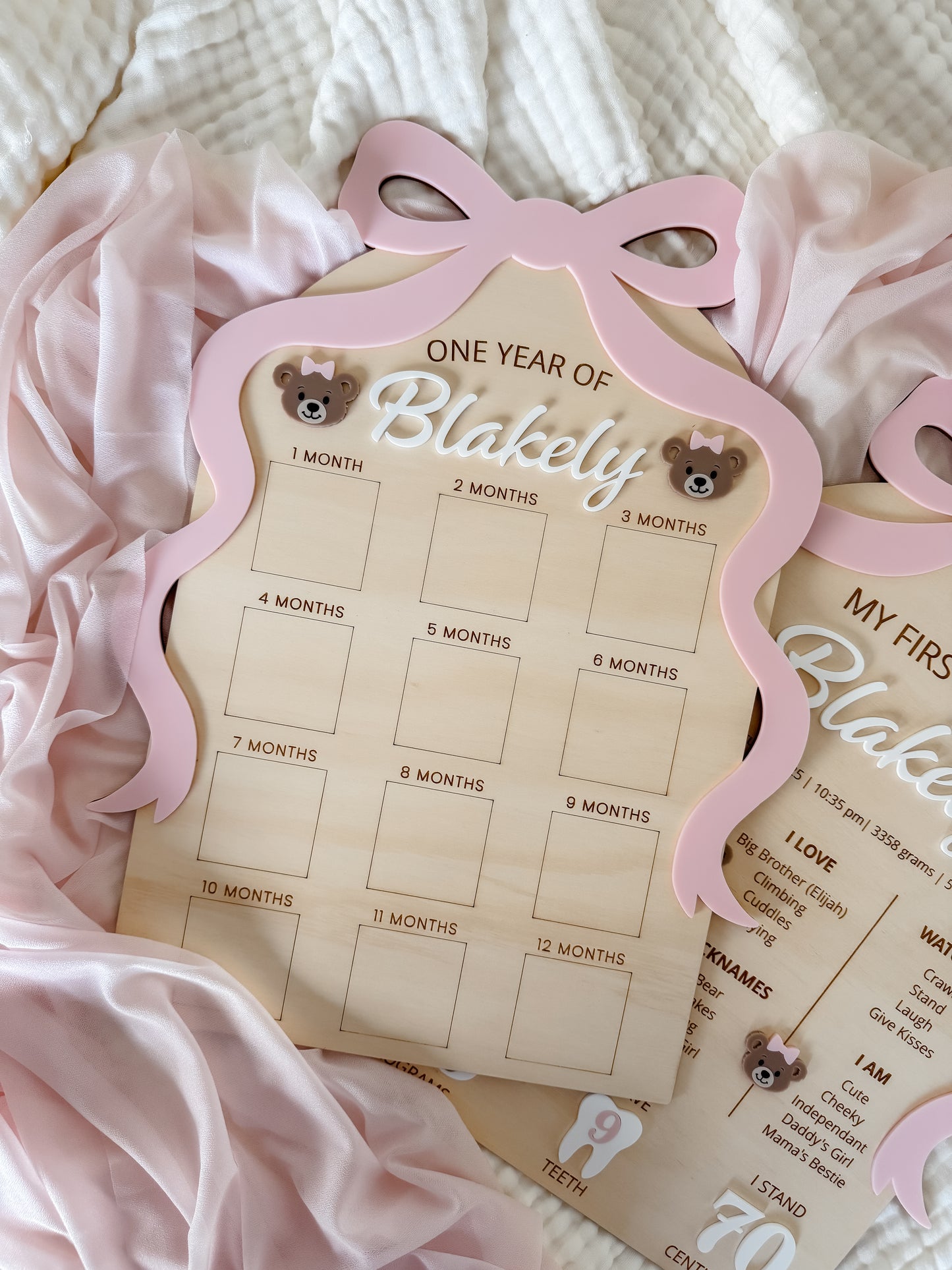 ONE YEAR OF: FIRST YEAR PHOTO BOARD | BOW | Personalised | Plywood & Acrylic