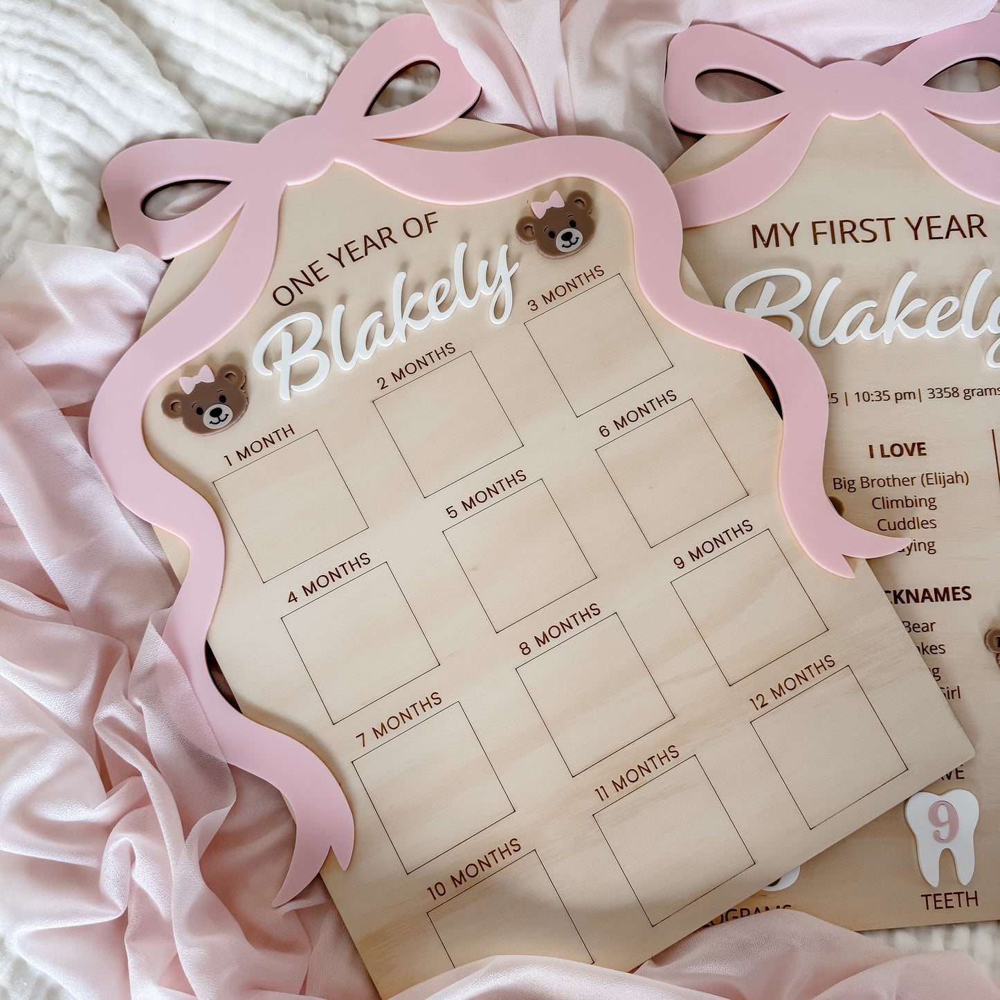 ONE YEAR OF: FIRST YEAR PHOTO BOARD | BOW | Personalised | Plywood & Acrylic