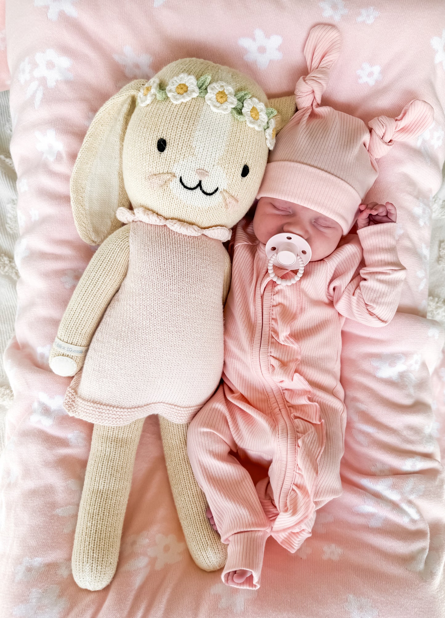 Frill Zip Romper - Baby Pink Ribbed