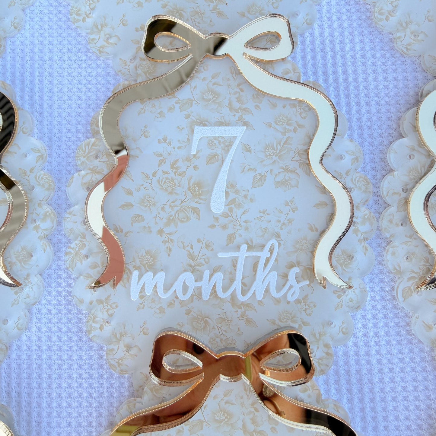 VINTAGE SCALLOP BOW MILESTONE SET OVAL | UV Printed Acrylic
